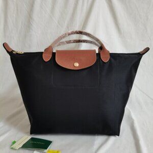 NWT Longchamp Original Series Black Medium Tote Women's Canvas Handbags M
